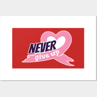 Never give up Breast cancer awawareness stickers Posters and Art